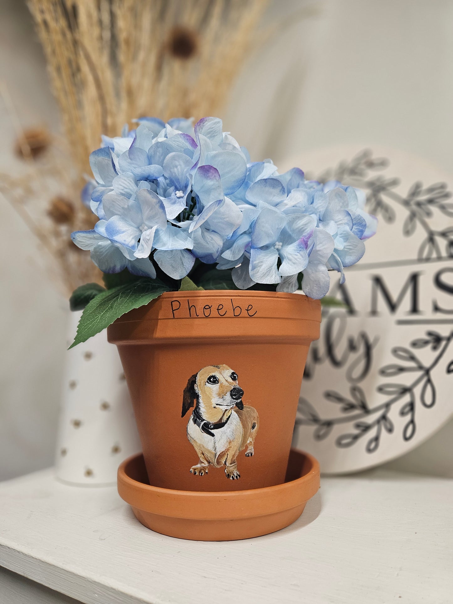Hand painted pet terracotta plant pots