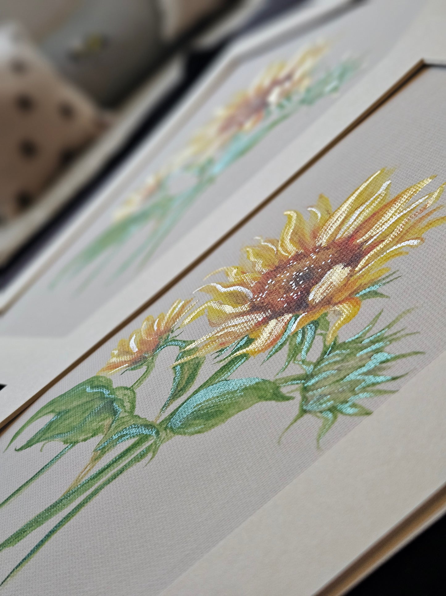Sunflower Hand Finished Canvas Prints with Mount
