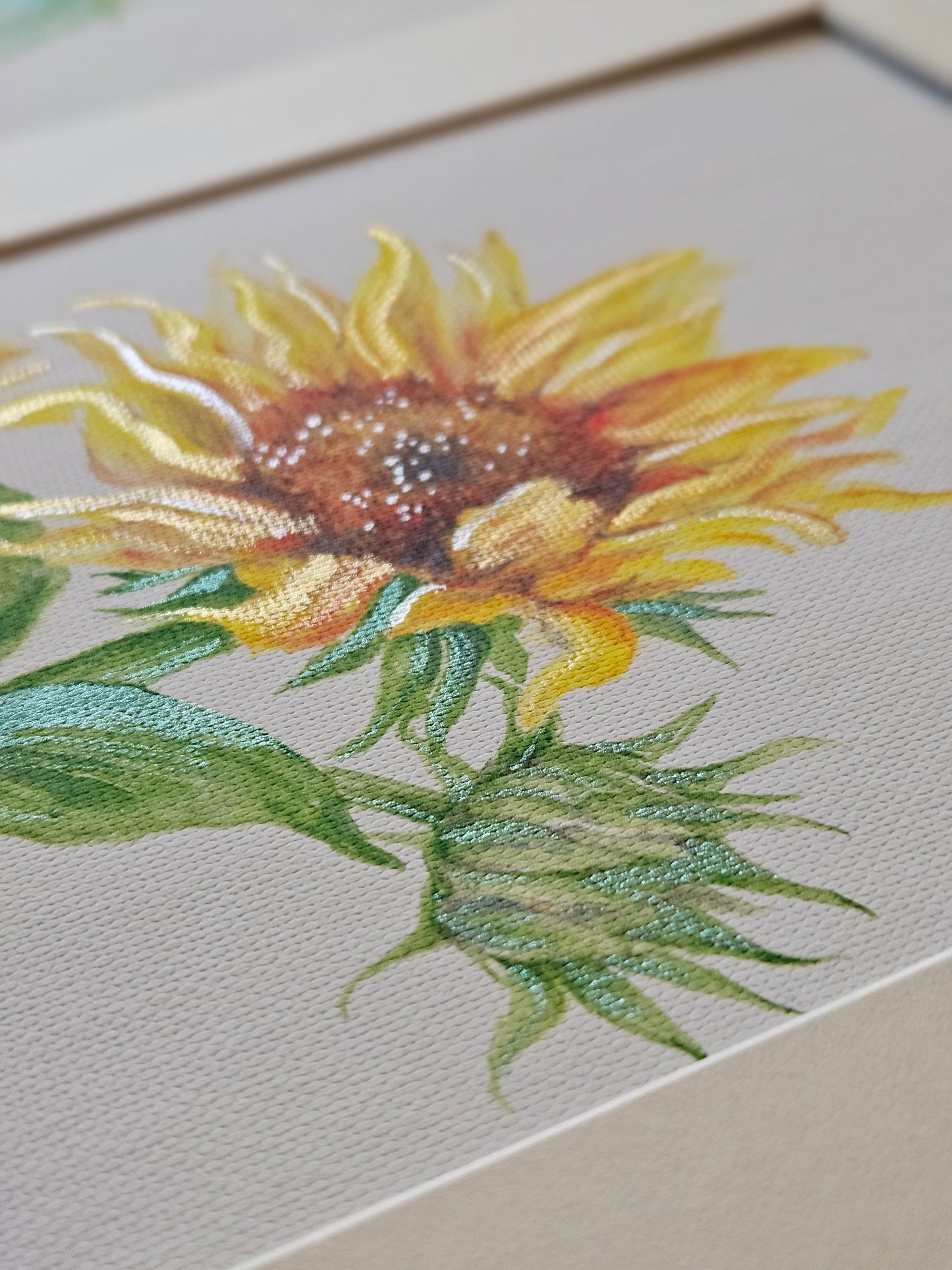 Sunflower Hand Finished Canvas Prints with Mount