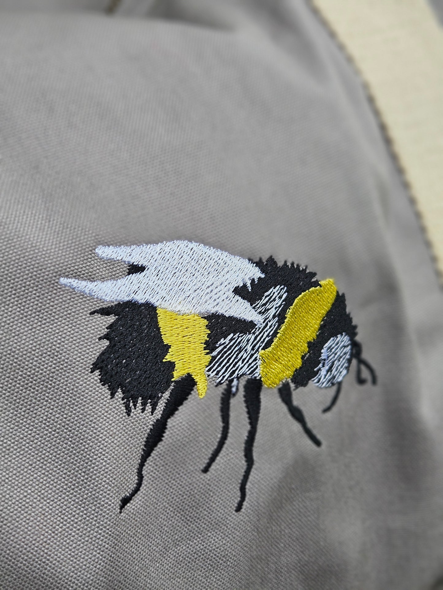 Organic Embroidered Bee Barrel Bag