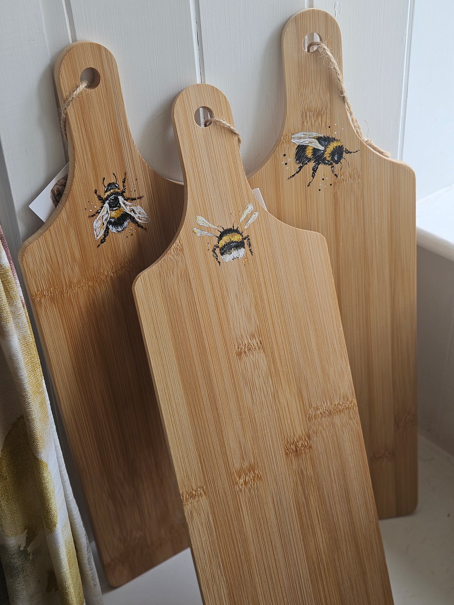 Hand Painted Resin Bee Serving Platter Bamboo