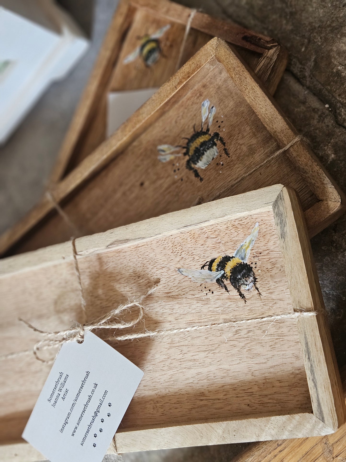 Hand Painted Mango Wood bee tray