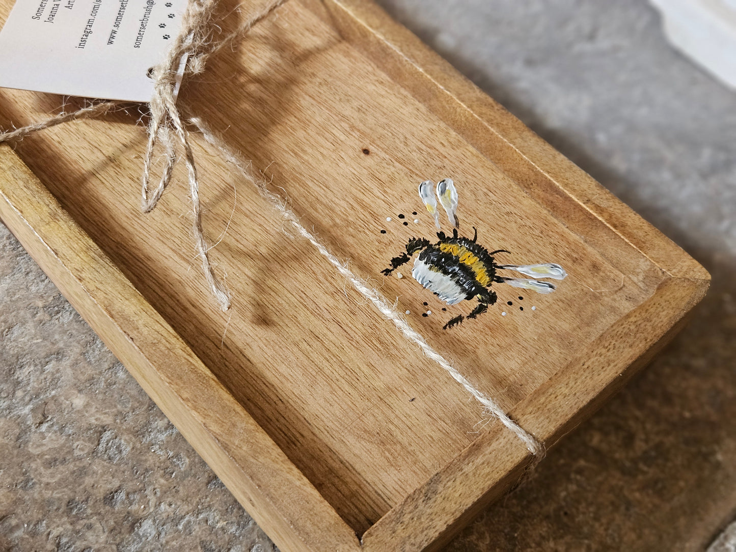 Hand Painted Mango Wood bee tray