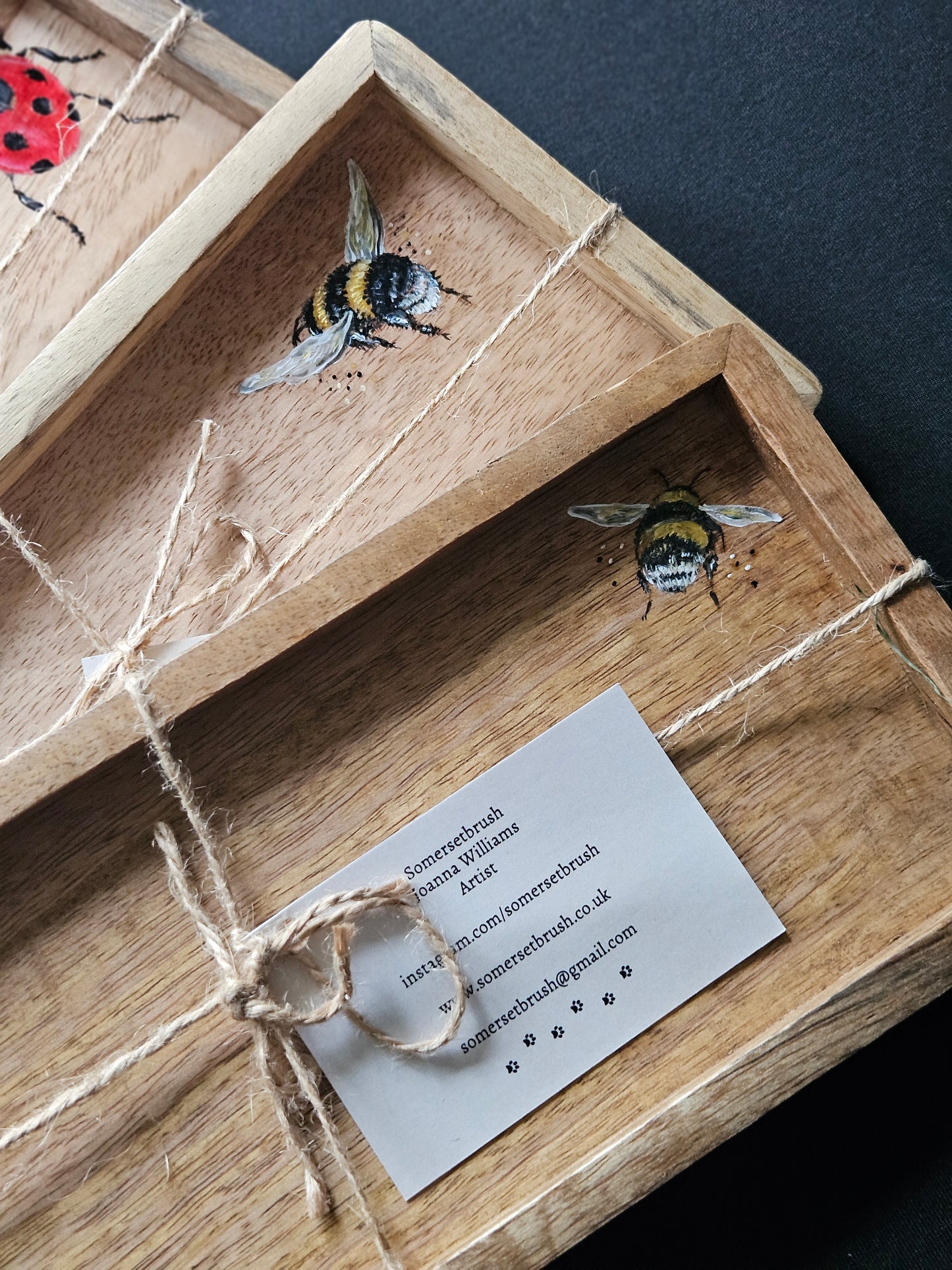 Hand Painted Mango Wood bee tray