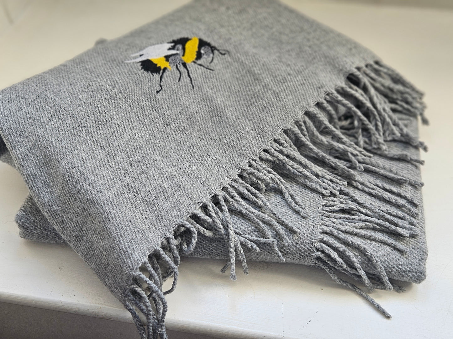 Embroidered Bee Scarf
