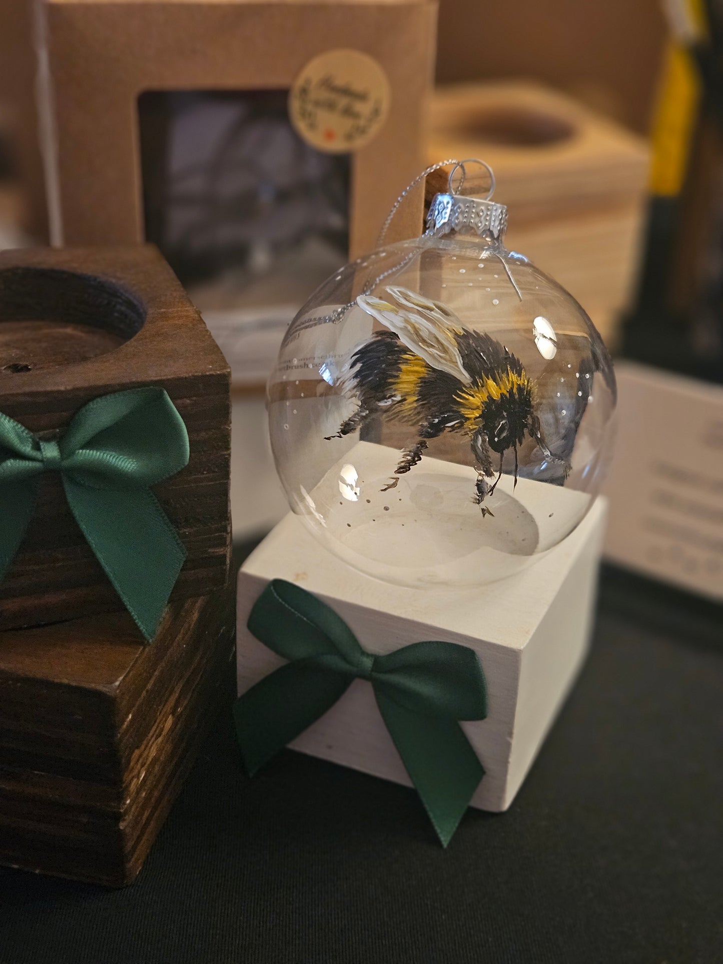 Bee BAUBLES 🐝 Hand Painted Glass Boxed Baubles