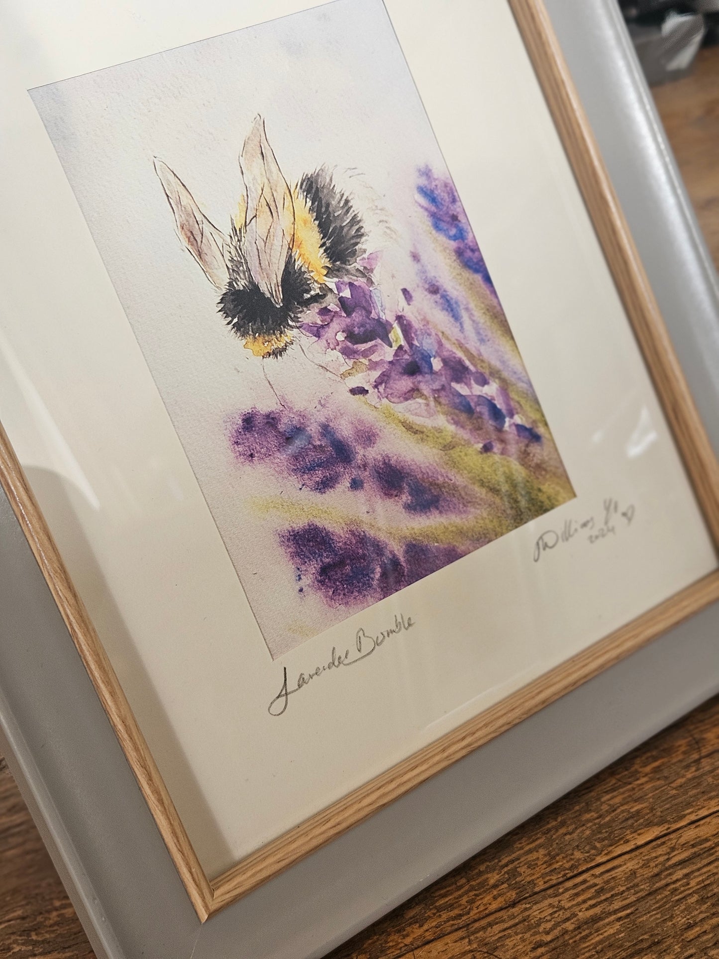 Lavender Bumble. Framed