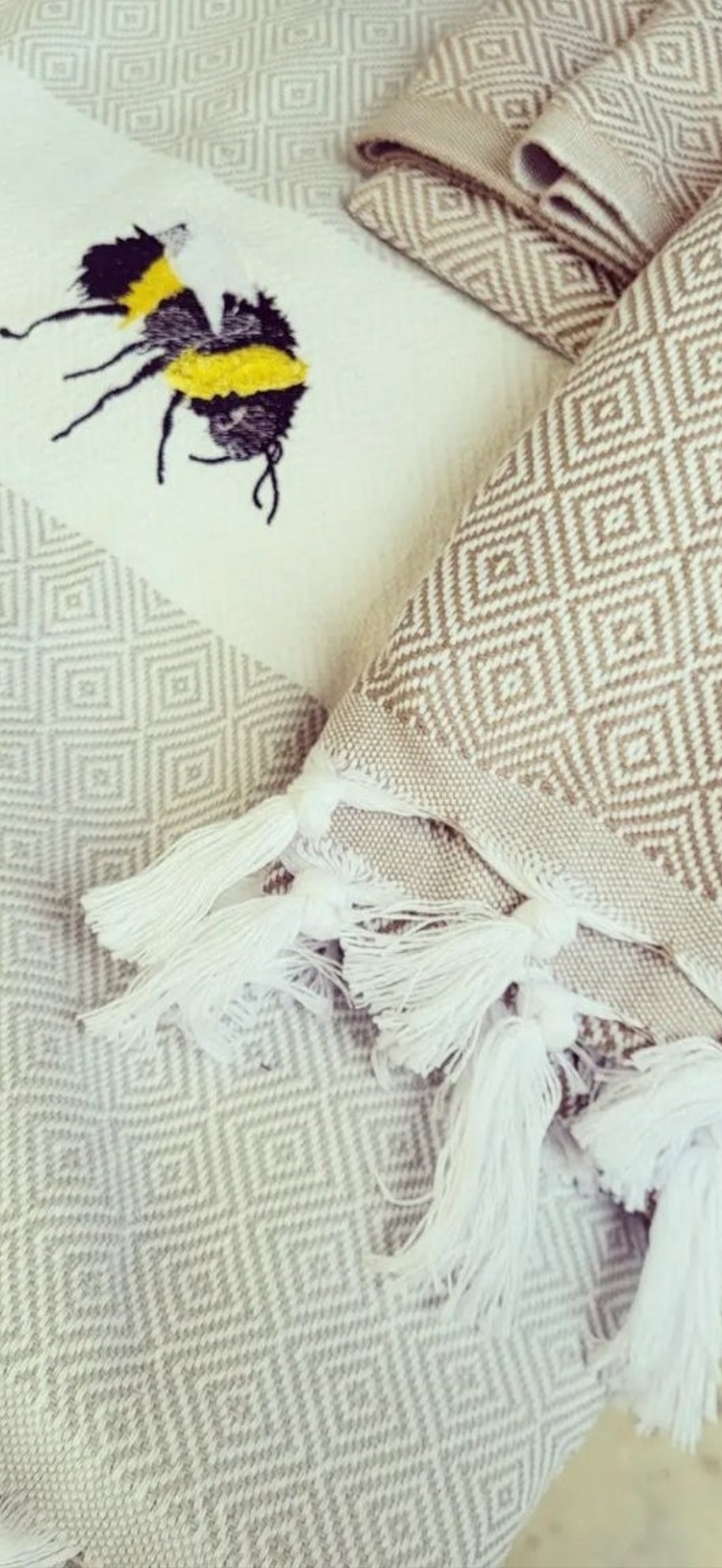 Embroidered bumble bee throw