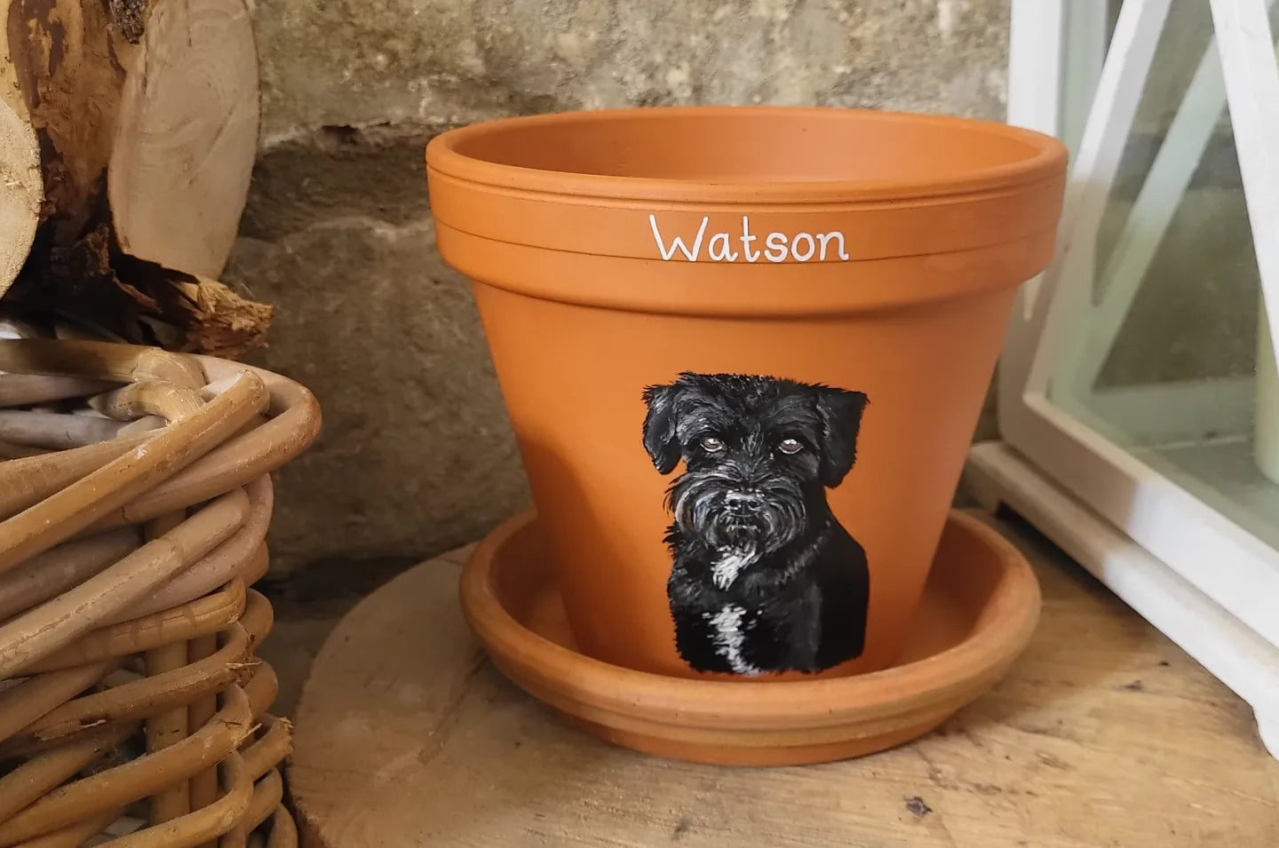 Hand painted pet terracotta plant pots