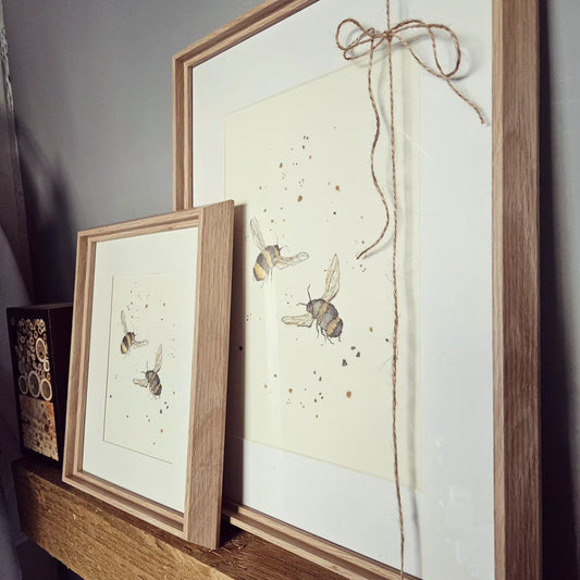 Double bee framed canvas prints