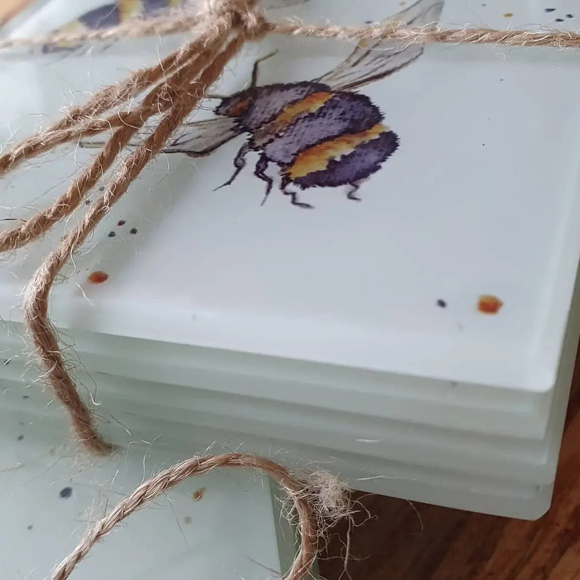 Glass Bee Coasters Set