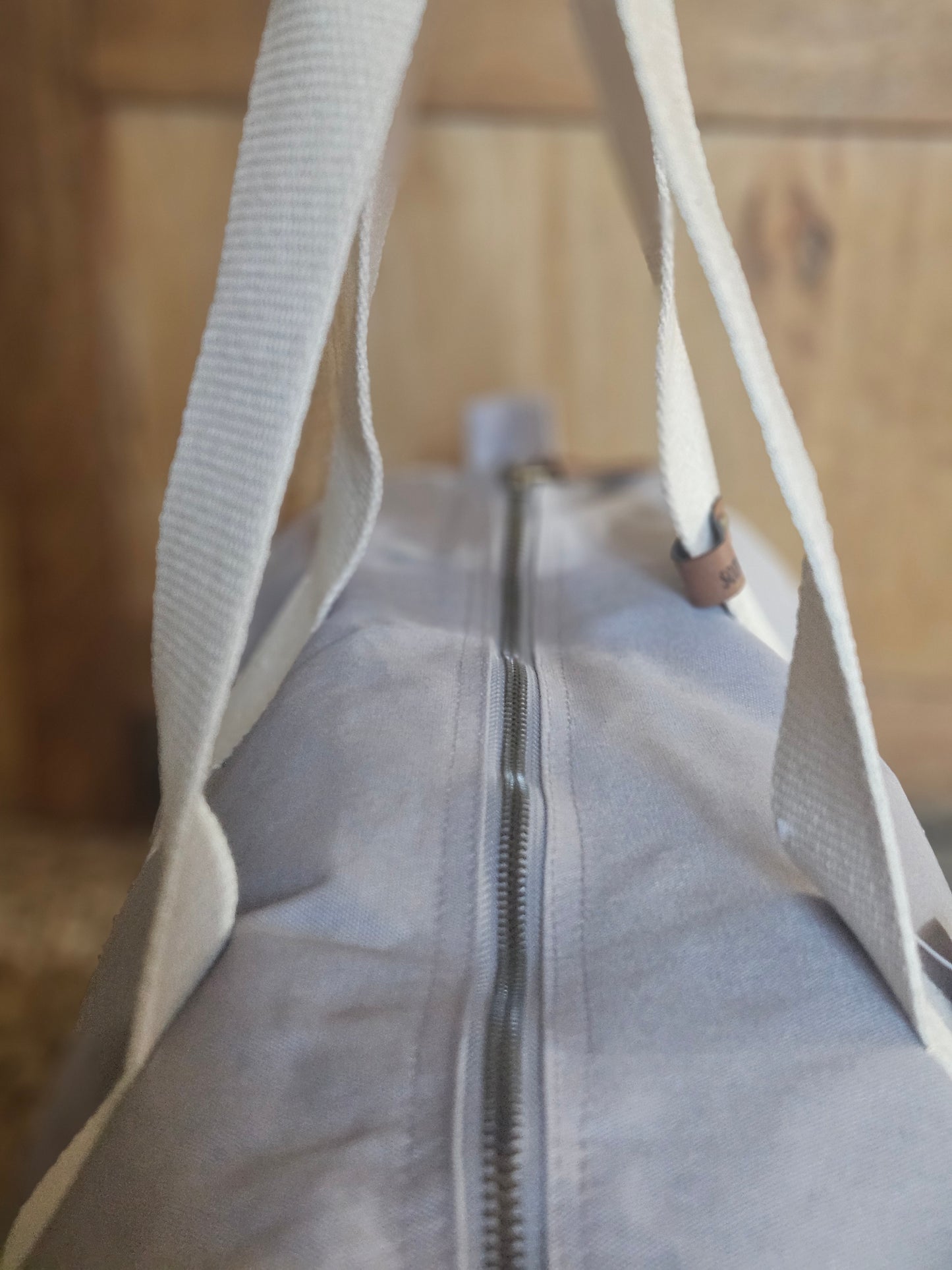 Organic Embroidered Bee Barrel Bag