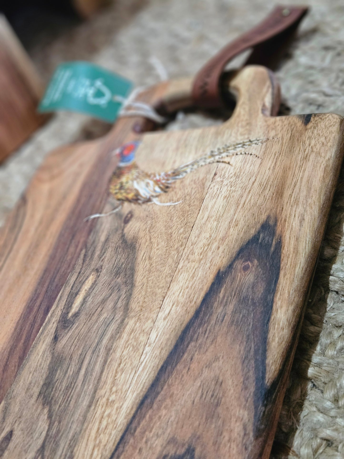 Hand Painted Pheasant Serving Board long.