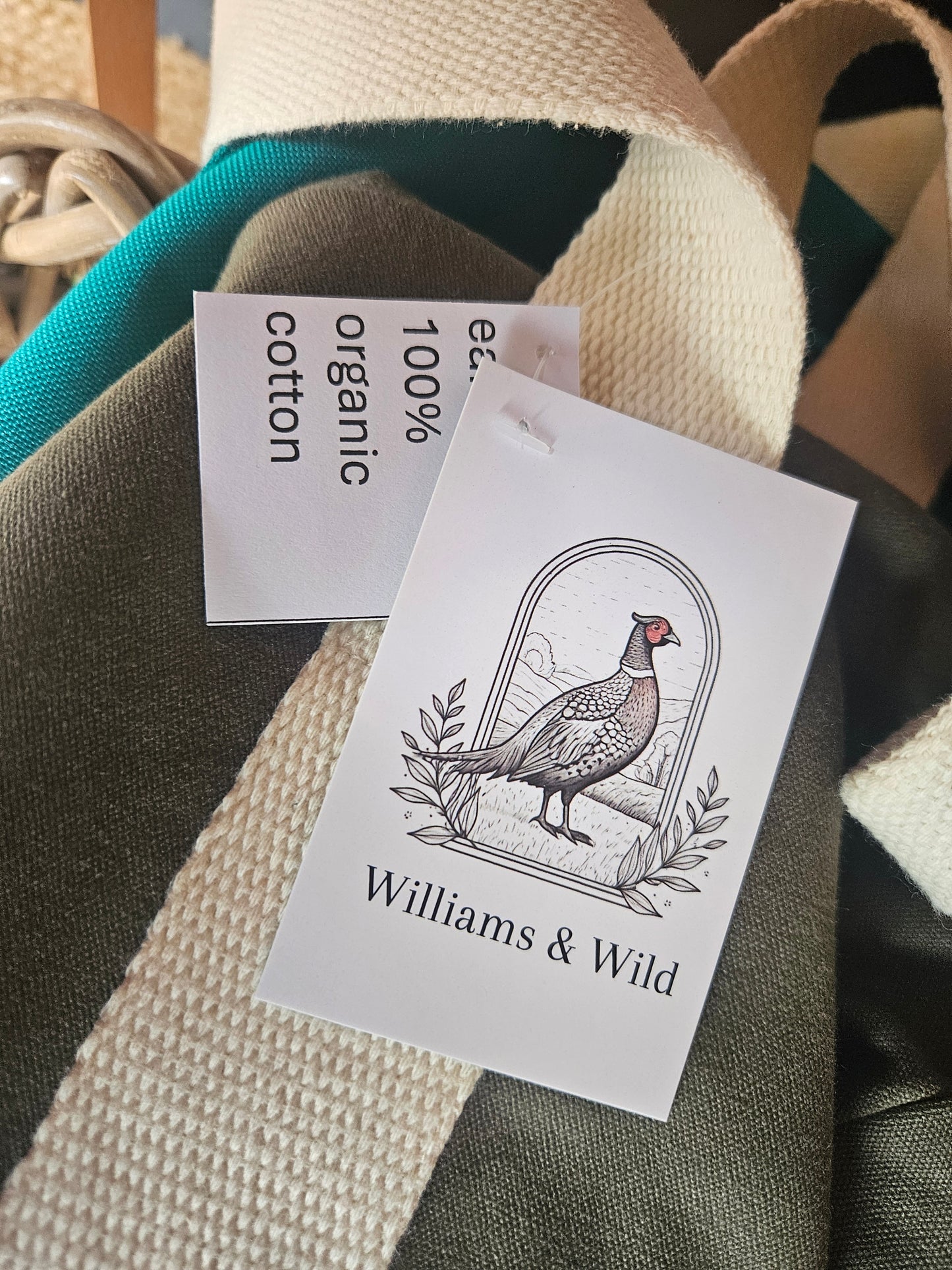 Organic Embroidered Pheasant Barrel Bag