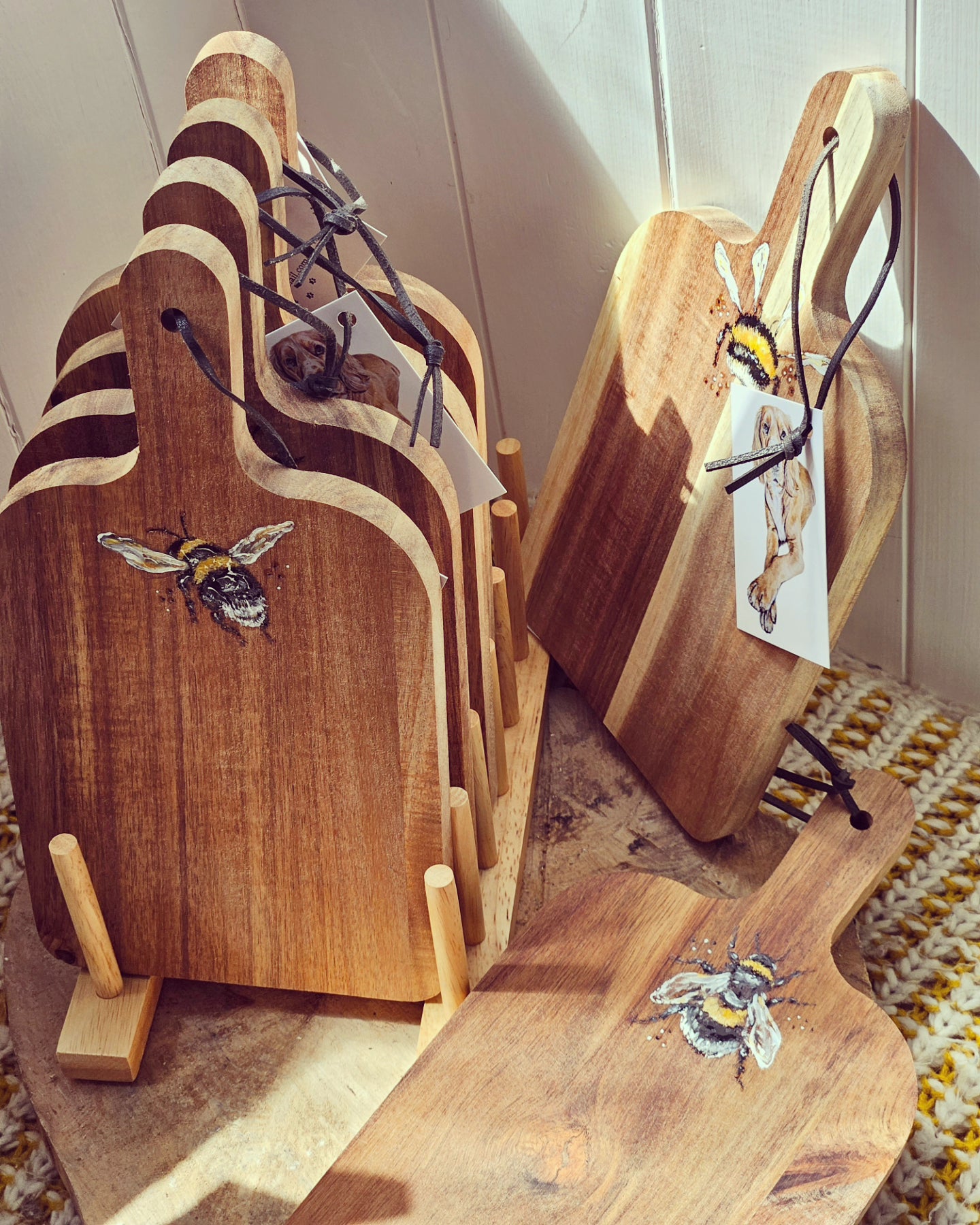 Bee Acacia Wooden Hand Painted Small Boards