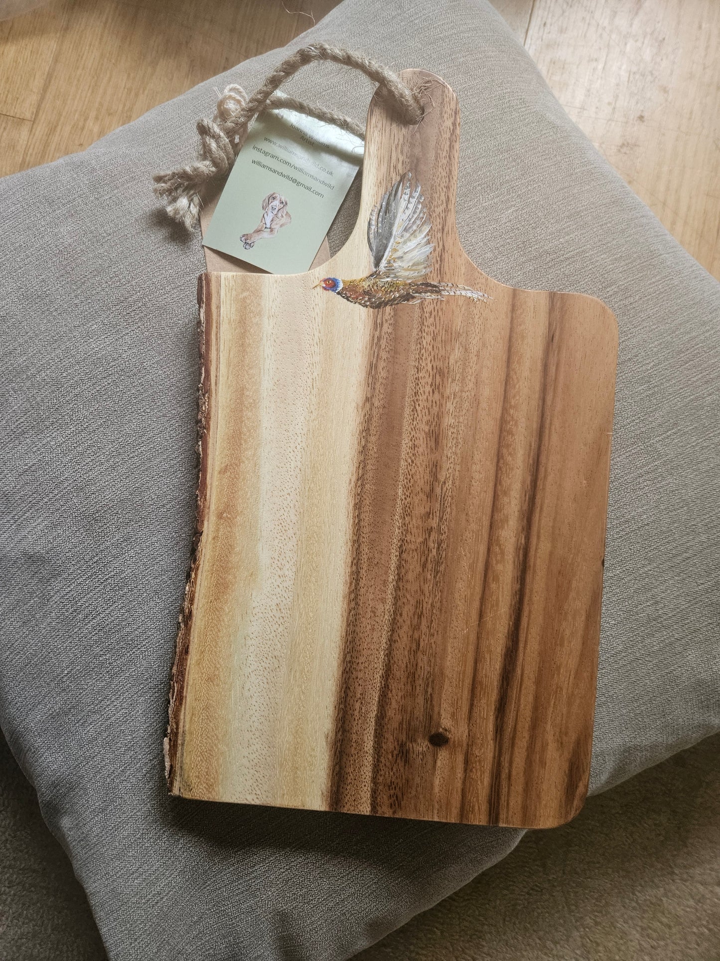 Hand Painted Flying Pheasant - Small Serving Board