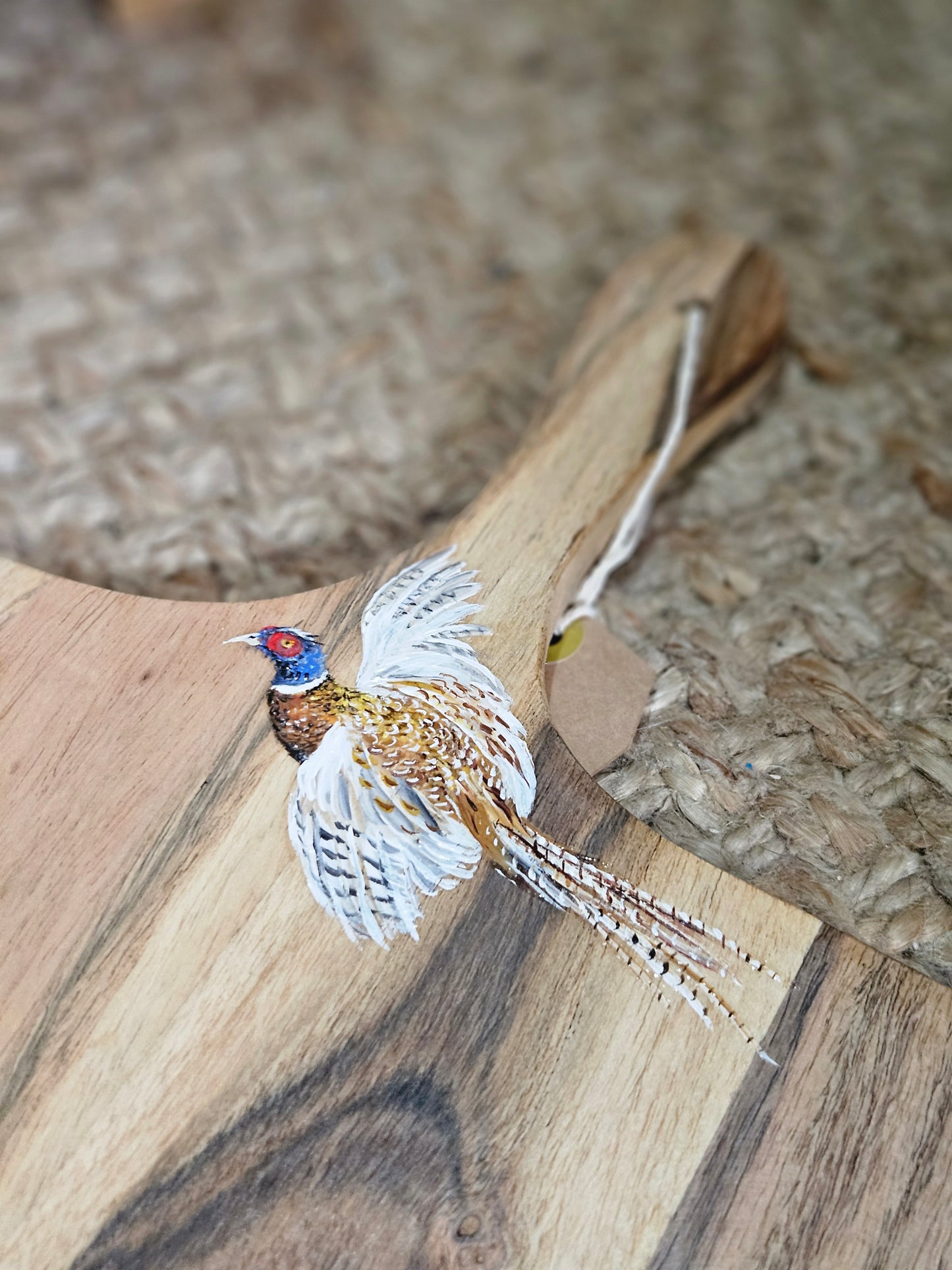 Hand Painted Pheasant Serving Board square