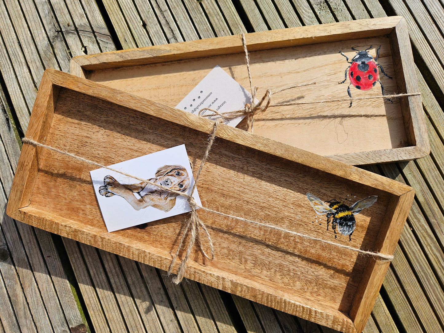 Hand Painted Mango Wood bee tray