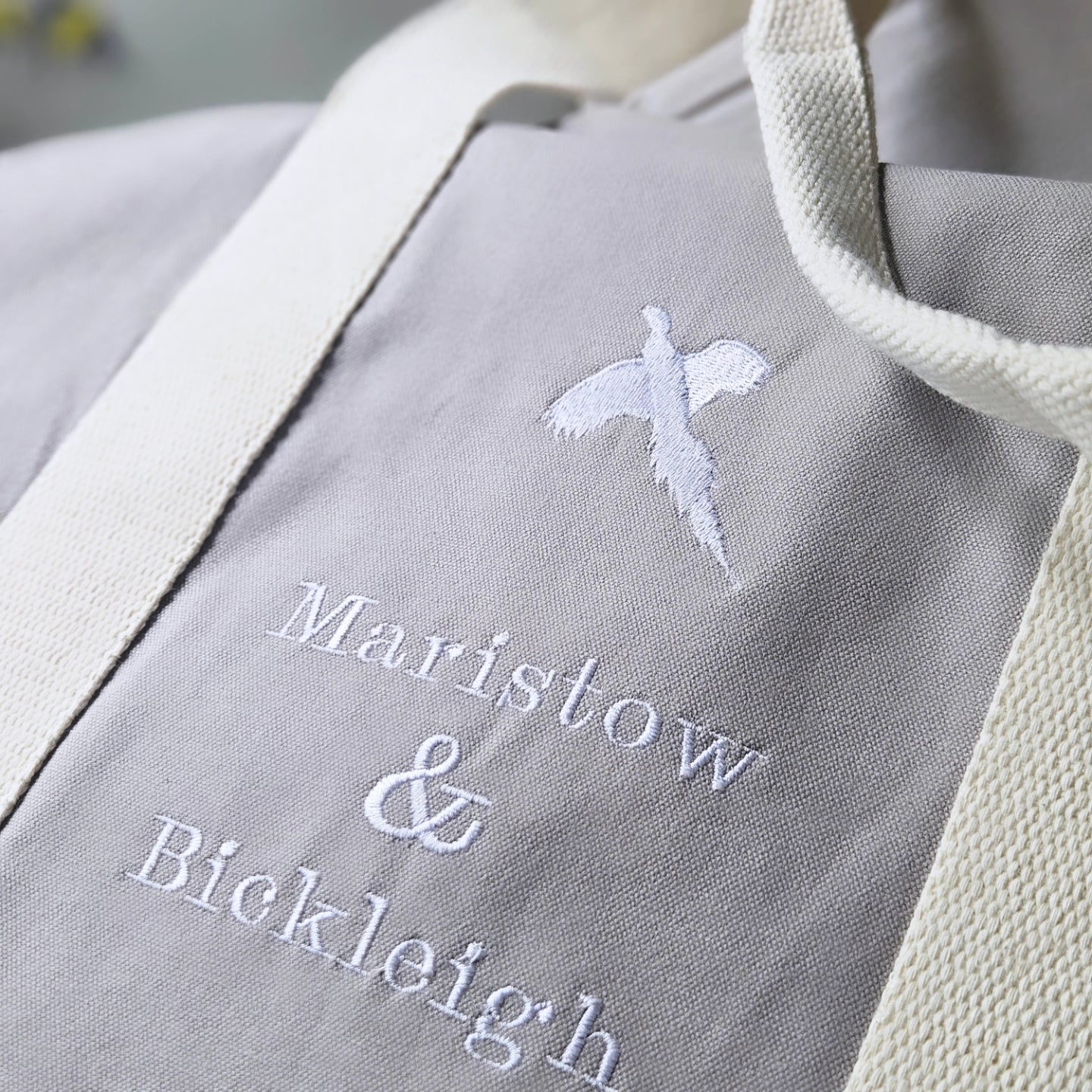 Organic Embroidered Pheasant Barrel Bag