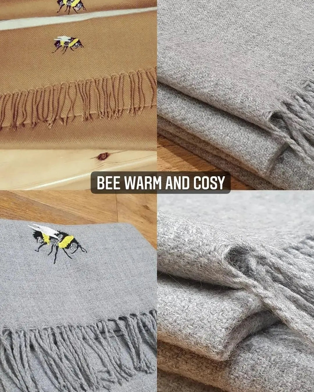 Embroidered Bee Scarf