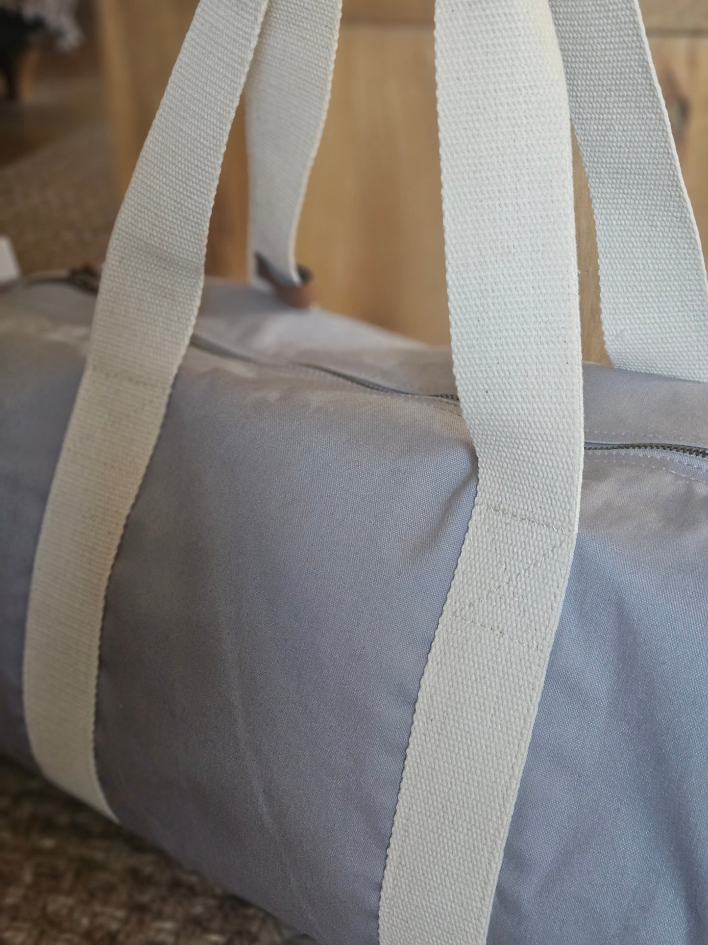 Organic Embroidered Bee Barrel Bag