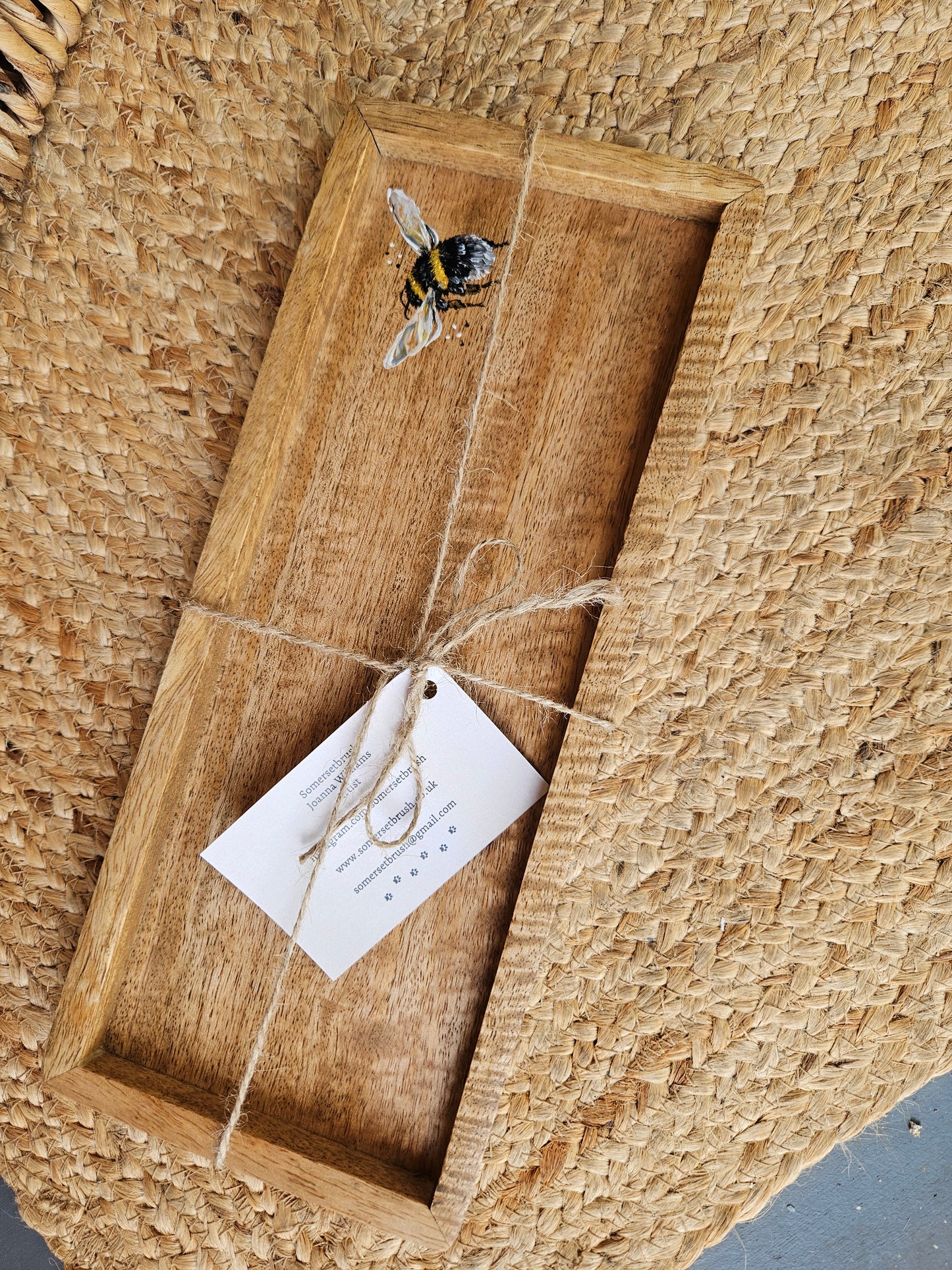 Hand Painted Mango Wood bee tray