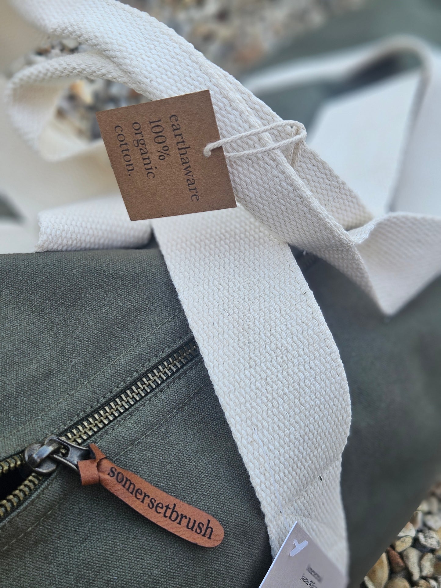 Organic Embroidered Bee Barrel Bag