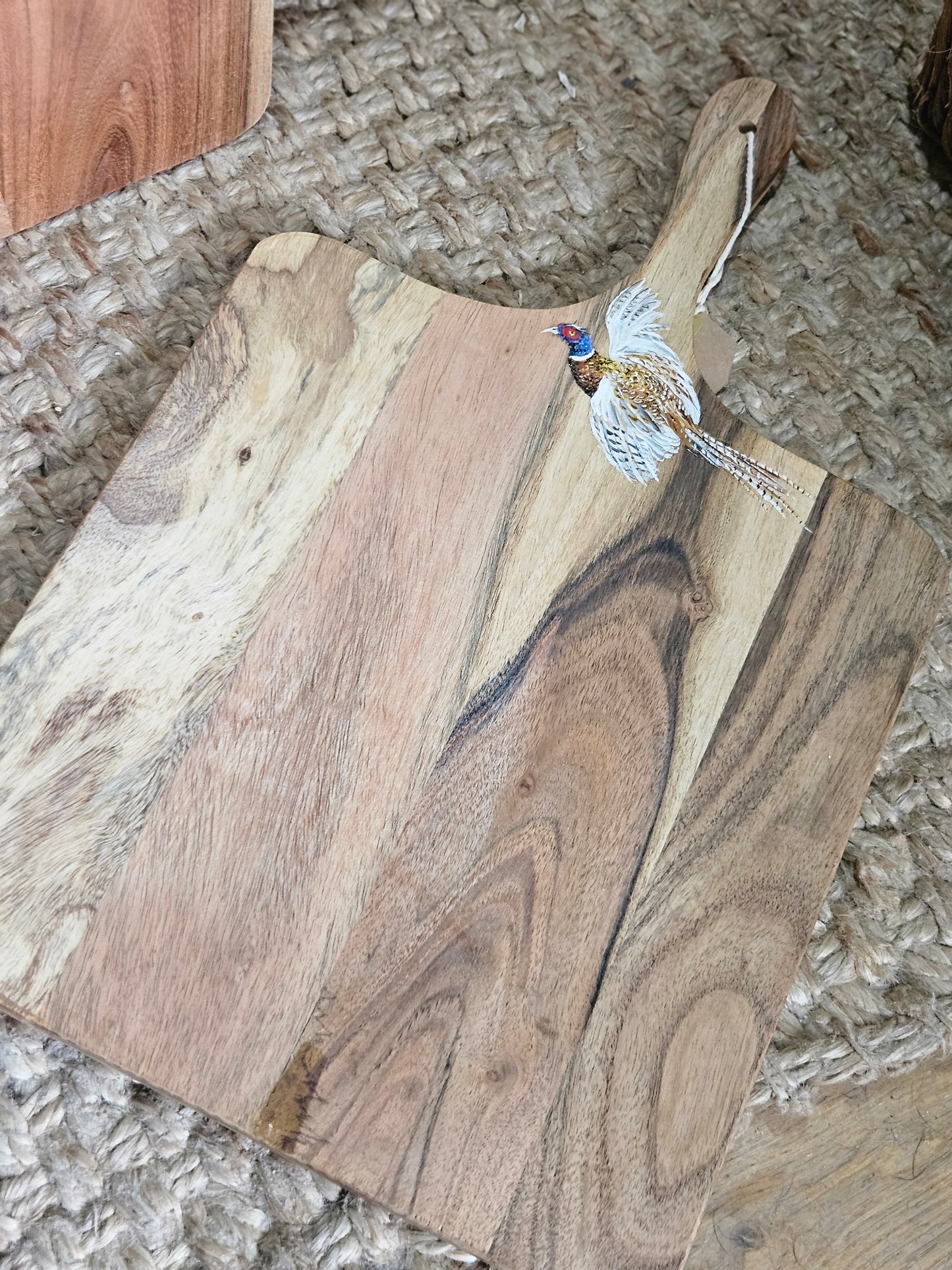 Hand Painted Pheasant Serving Board square