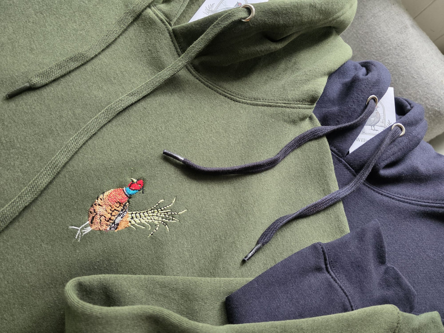 Embroidered Pheasant Hoodies. UNISEX