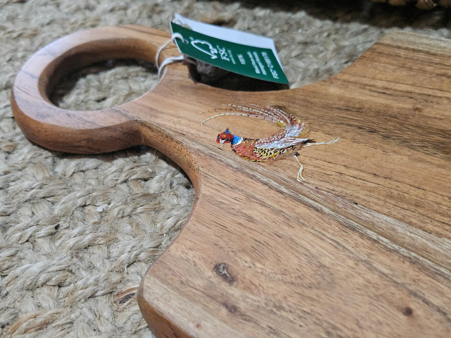 Hand Painted Pheasant Serving Board long