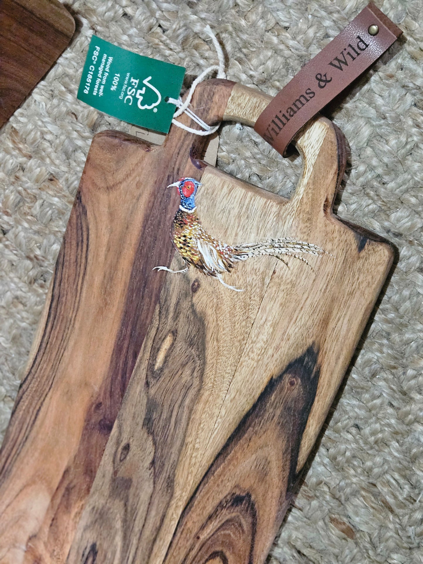 Hand Painted Pheasant Serving Board long.