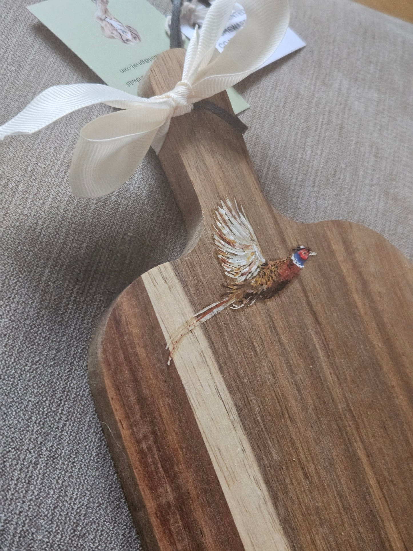 Hand Painted Pheasant Small Serving Board