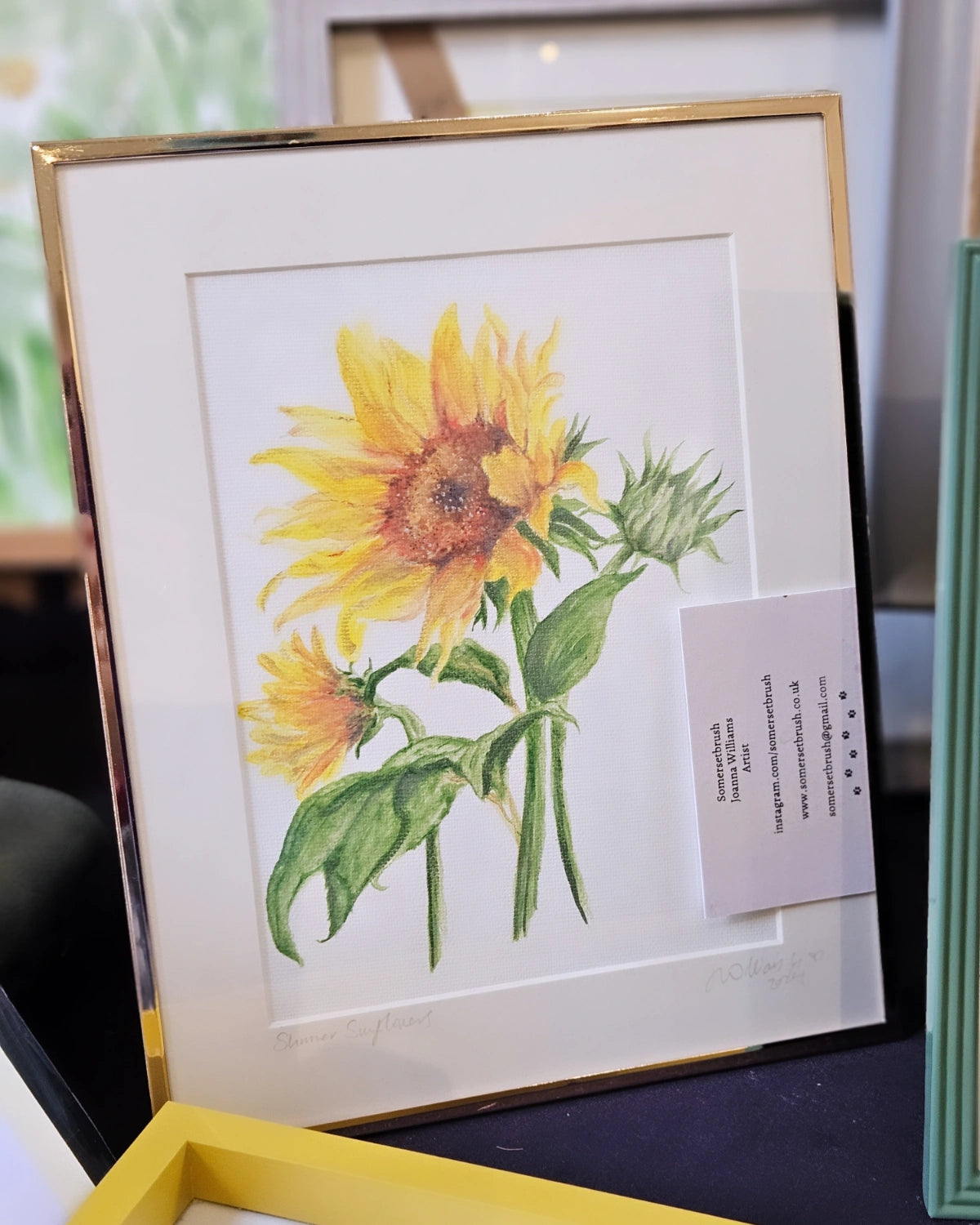 Golden sunflower framed