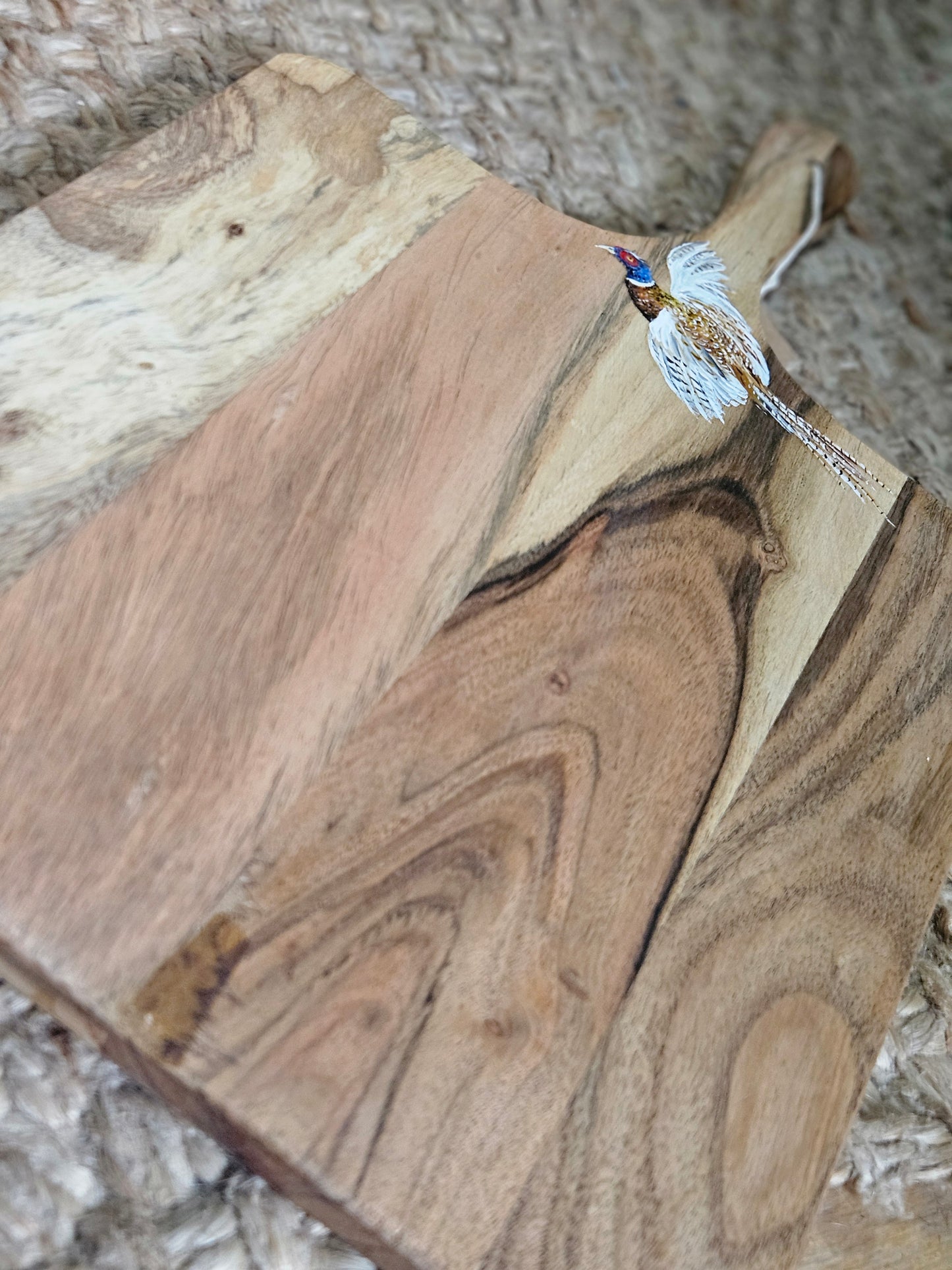 Hand Painted Pheasant Serving Board square