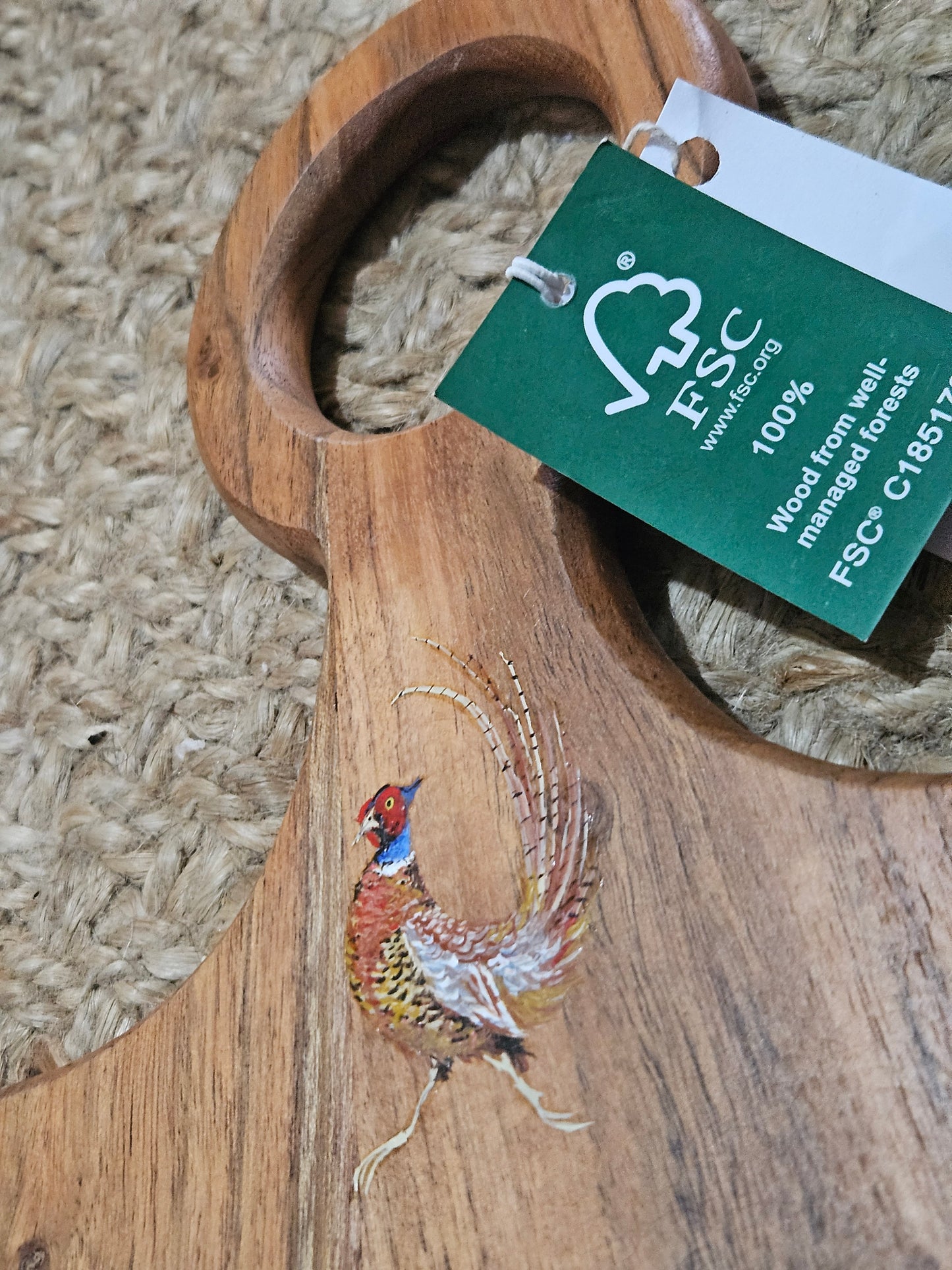 Hand Painted Pheasant Serving Board long