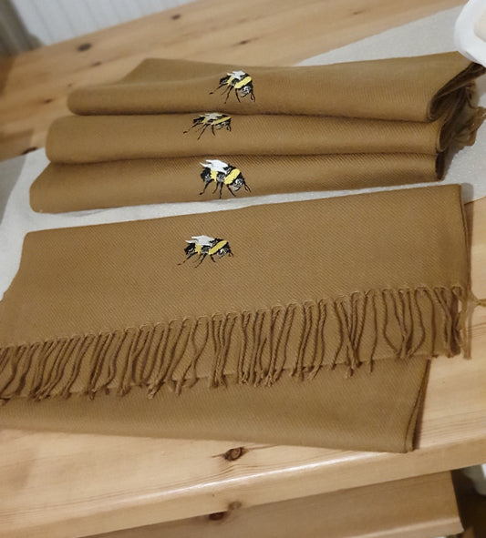 Embroidered Bee Scarf