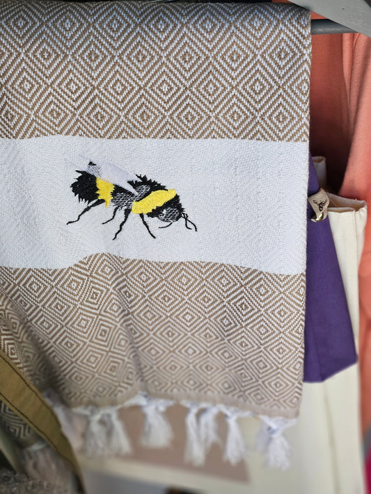 Embroidered bumble bee throw