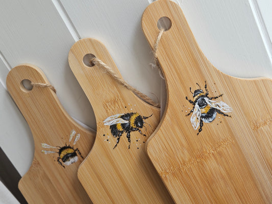 Hand Painted Resin Bee Serving Platter Bamboo