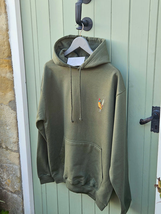 Embroidered Pheasant Hoodies. UNISEX