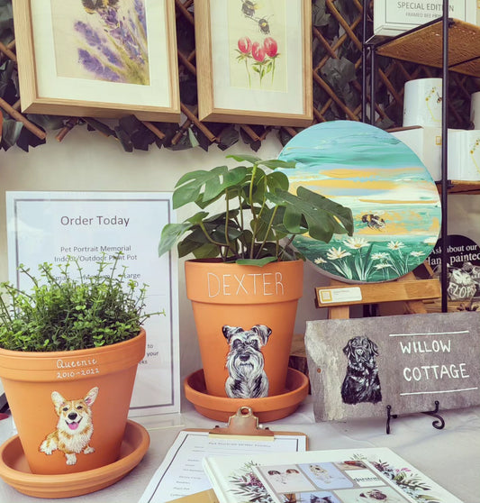 Hand painted pet terracotta plant pots
