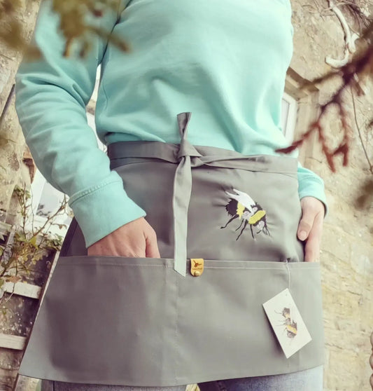 Gardening Half Apron. Embroidered bee