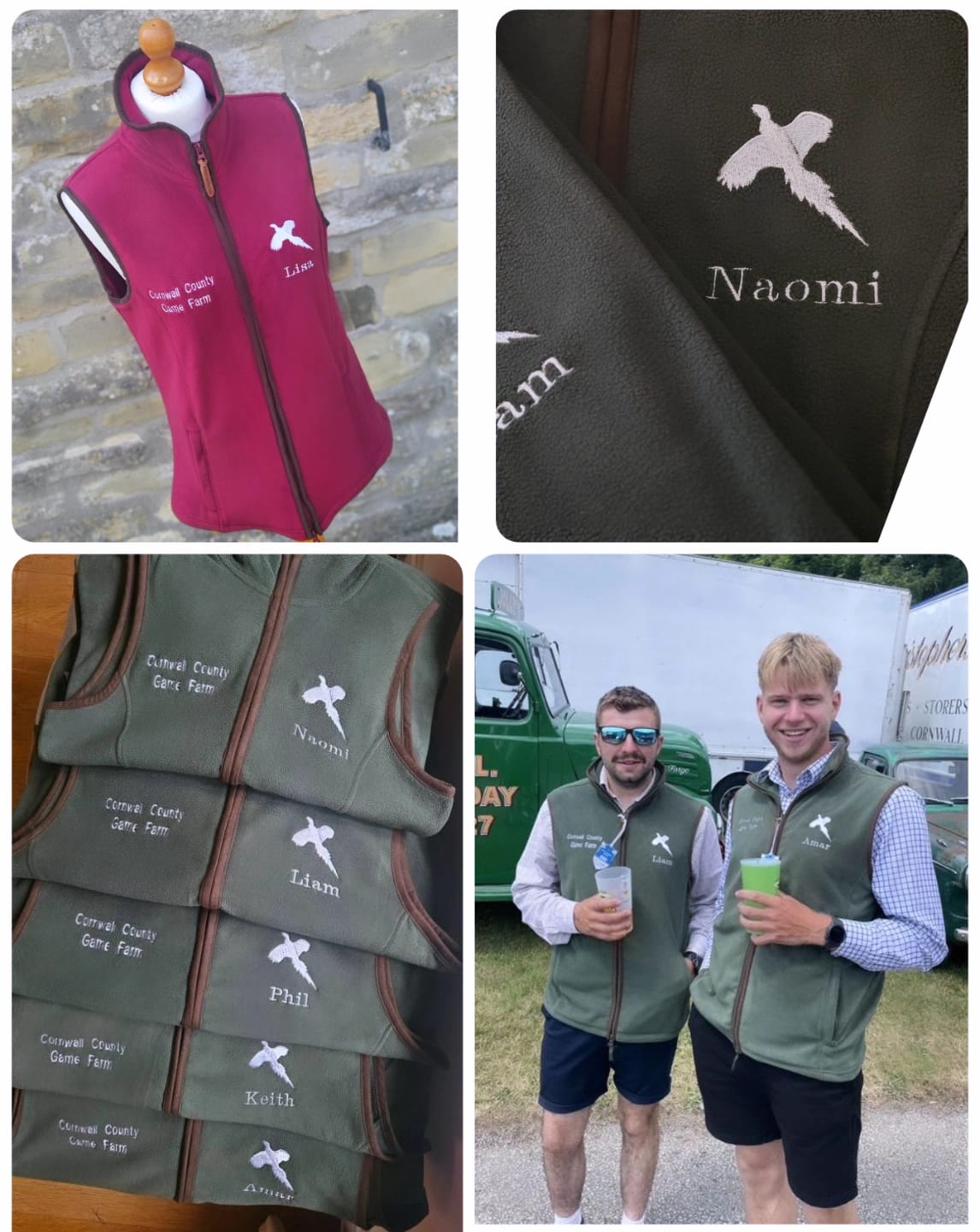 Embroidered FLYING WHITE PHEASANT Gilet -  (Men's)
