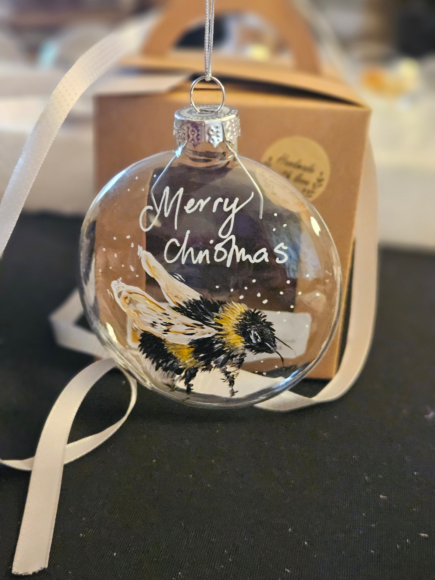 Bee BAUBLES 🐝 Hand Painted Glass Boxed Baubles