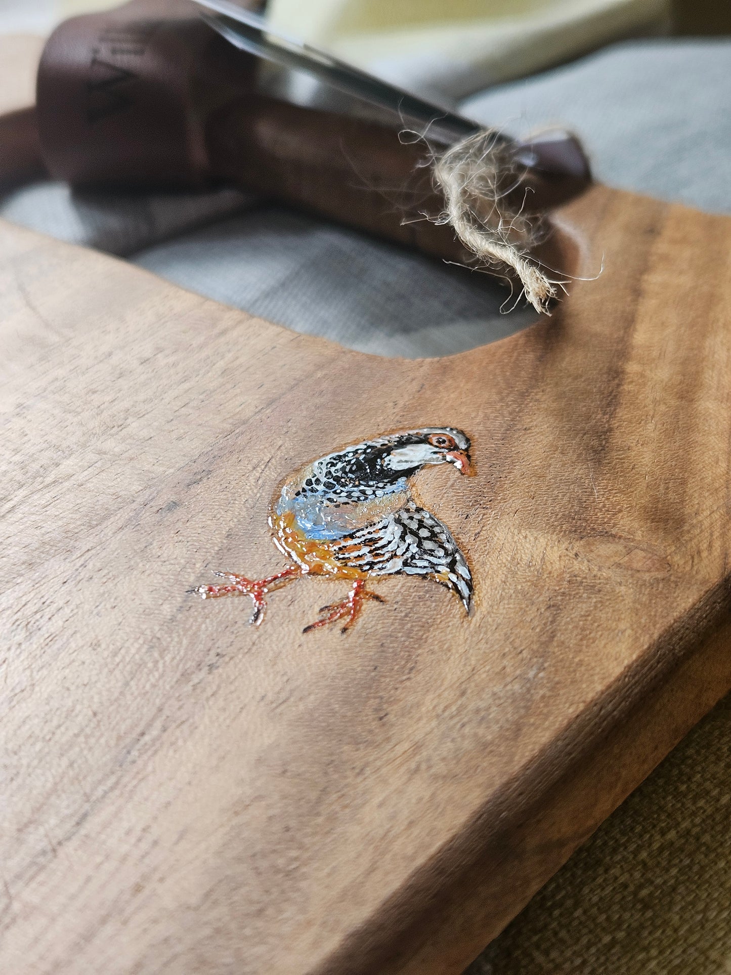 Hand Painted Partridge Resin Serving Board