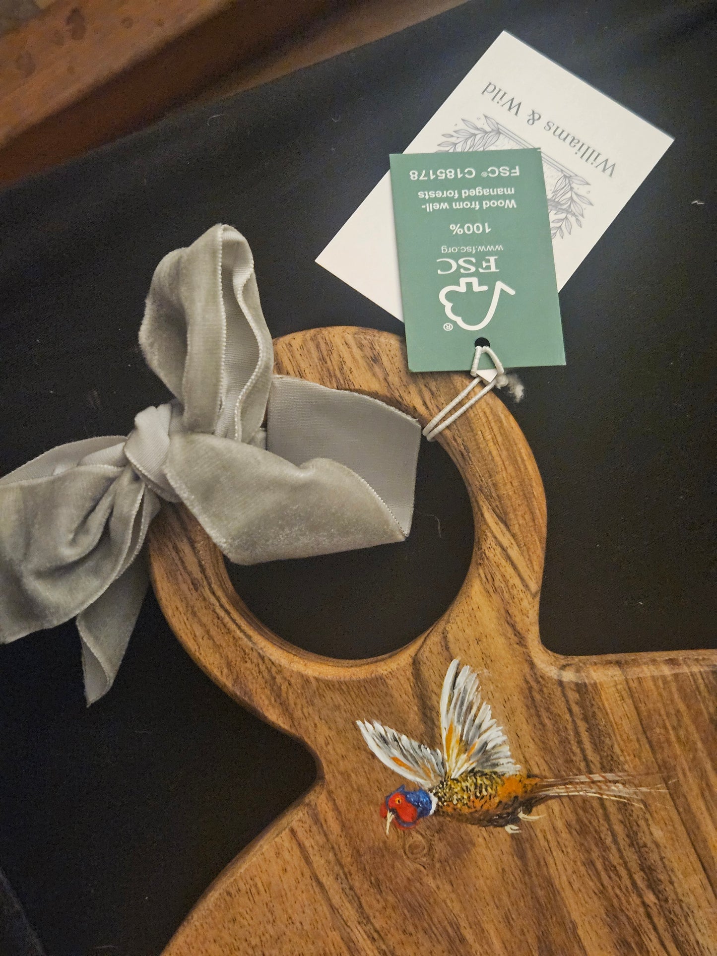 Hand Painted Circular Flying Pheasant Serving Board