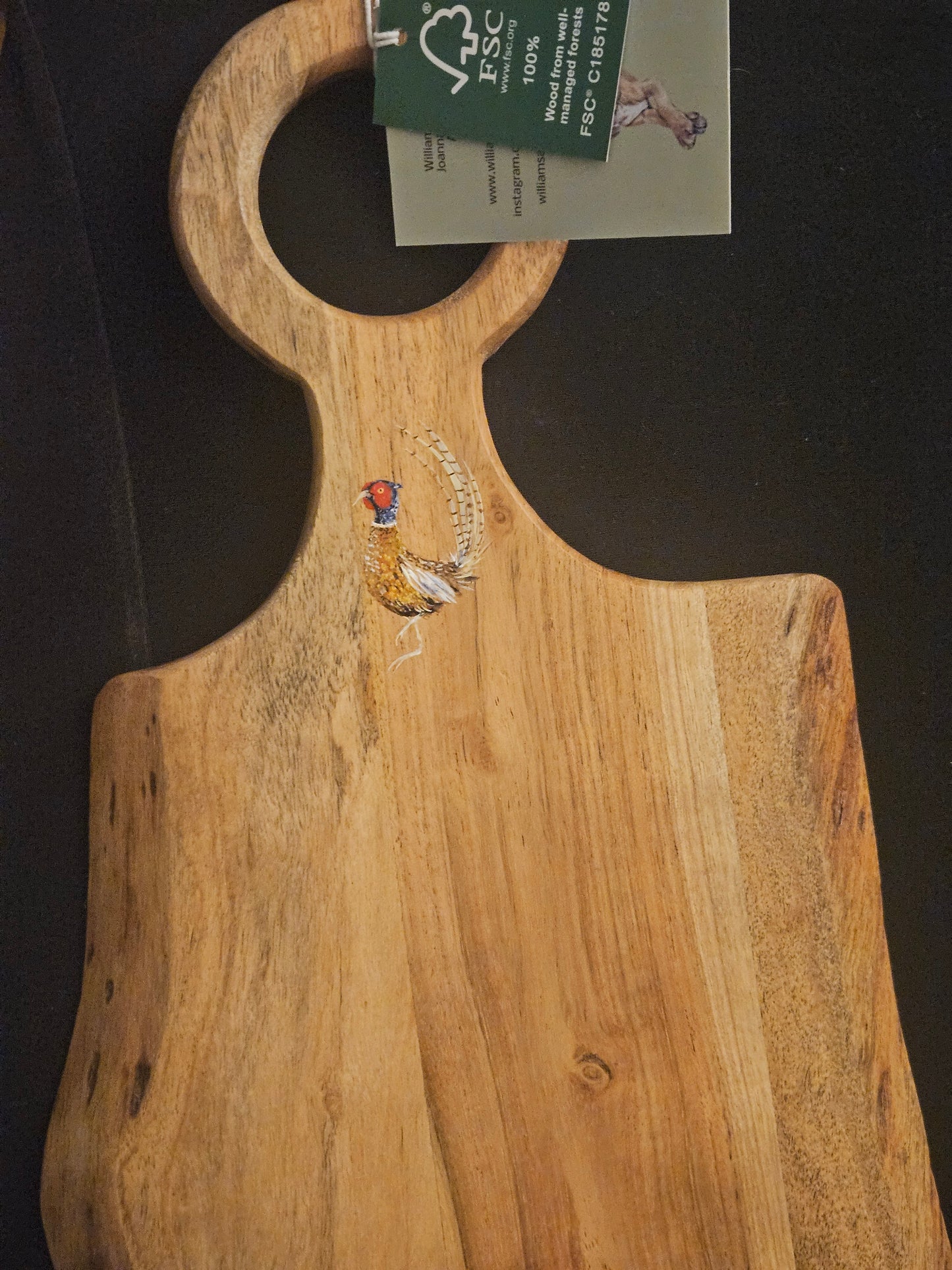 Hand Painted Pheasant Long Wooden Serving Board