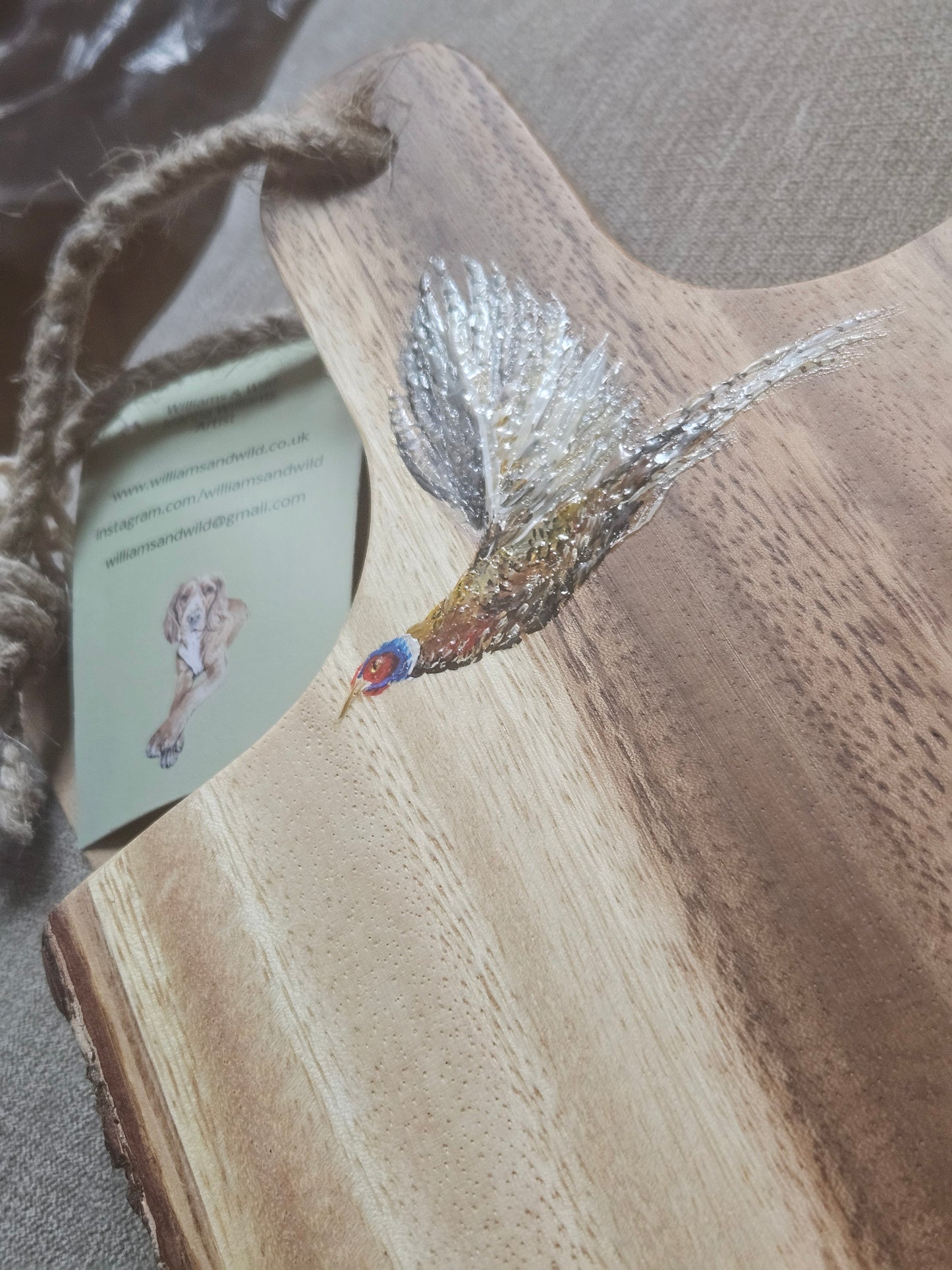 Hand Painted Flying Pheasant - Small Serving Board