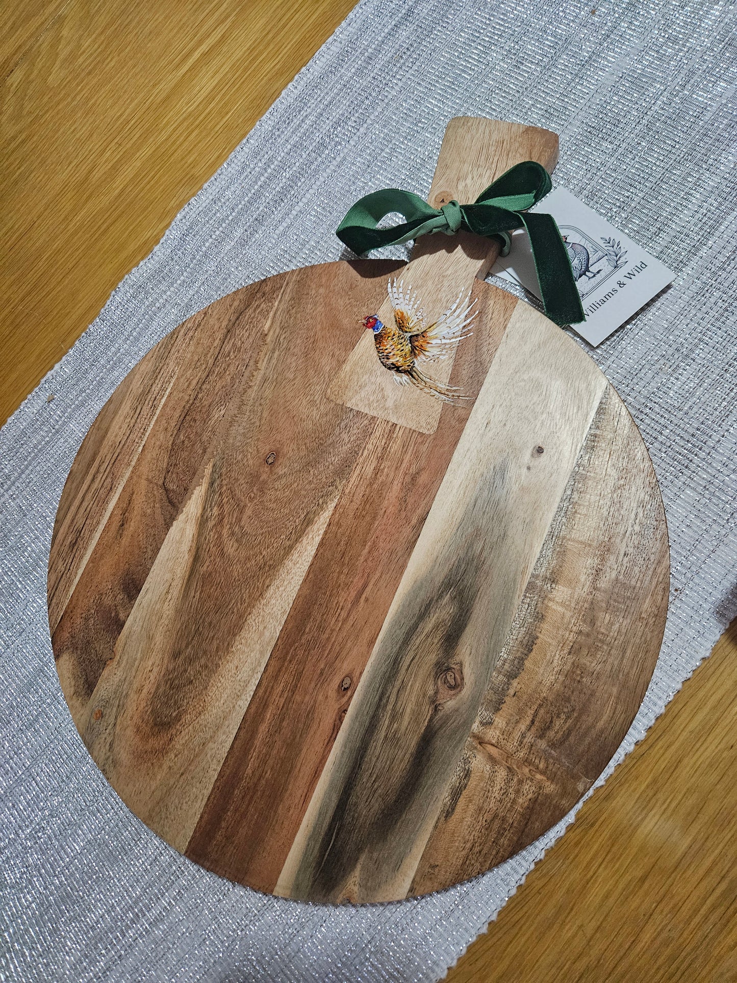 Circular Hand Painted Pheasant Serving Board