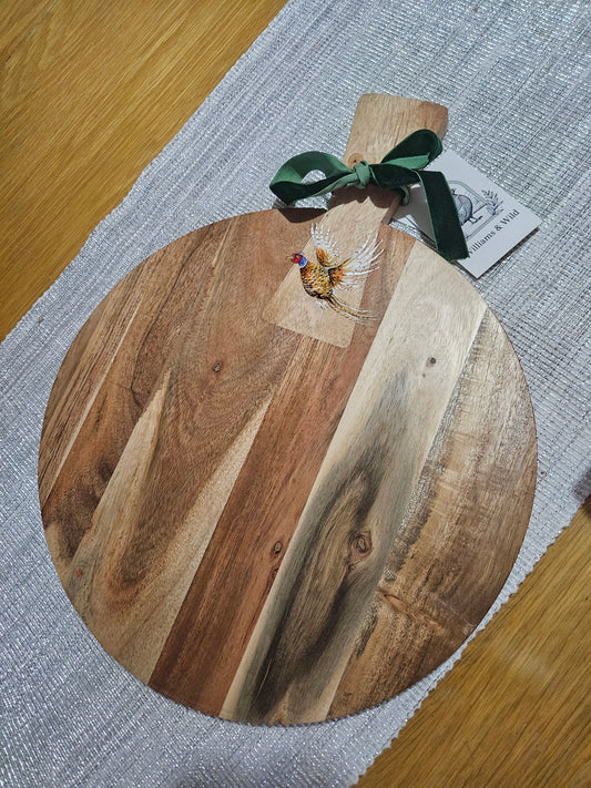 Circular Hand Painted Pheasant Serving Board