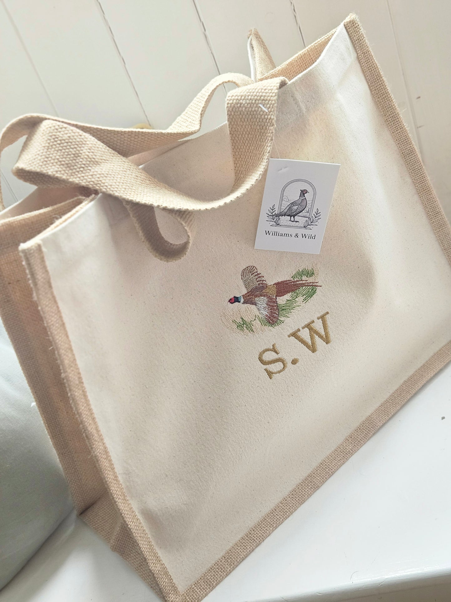 Embroidered Gamebird Strong Jute Bags